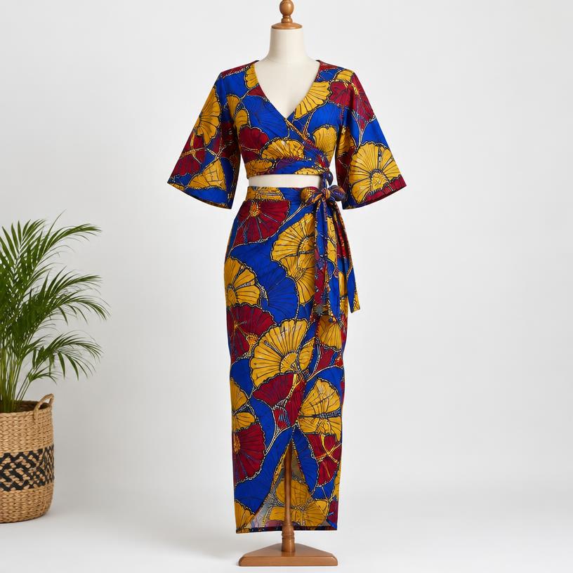 Ankara Two-Piece Wrap Set