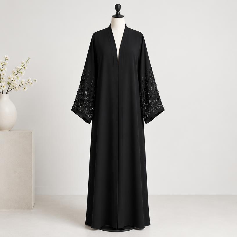 Ladies Abaya with Beaded Sleeves